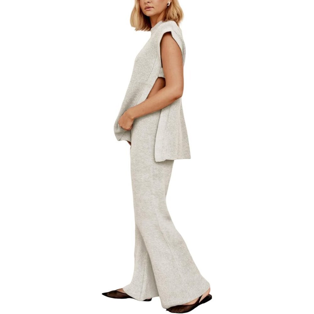 Womens Knit 2-Piece Sweater Set Medium Casual Lounge Home Wear
